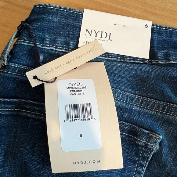 NYDJ Womens Marilyn Vantage Straight-Leg Jeans Sz 6 Zip Fly Lift Tuck Technology - Picture 6 of 11